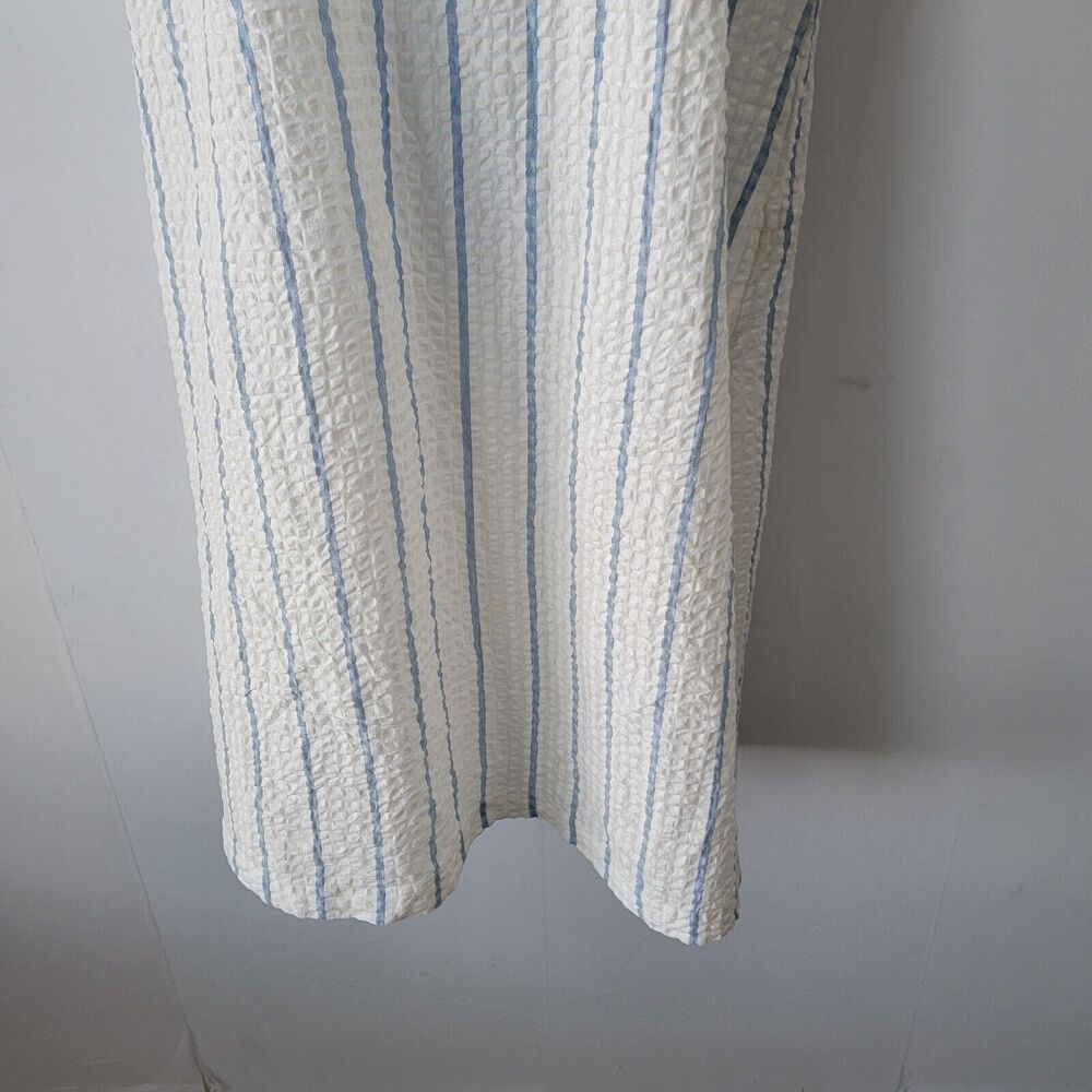 madewell Seersucker One-Shoulder Puff-Sleeve Midi Dress in Stripe size M - Picture 6 of 10